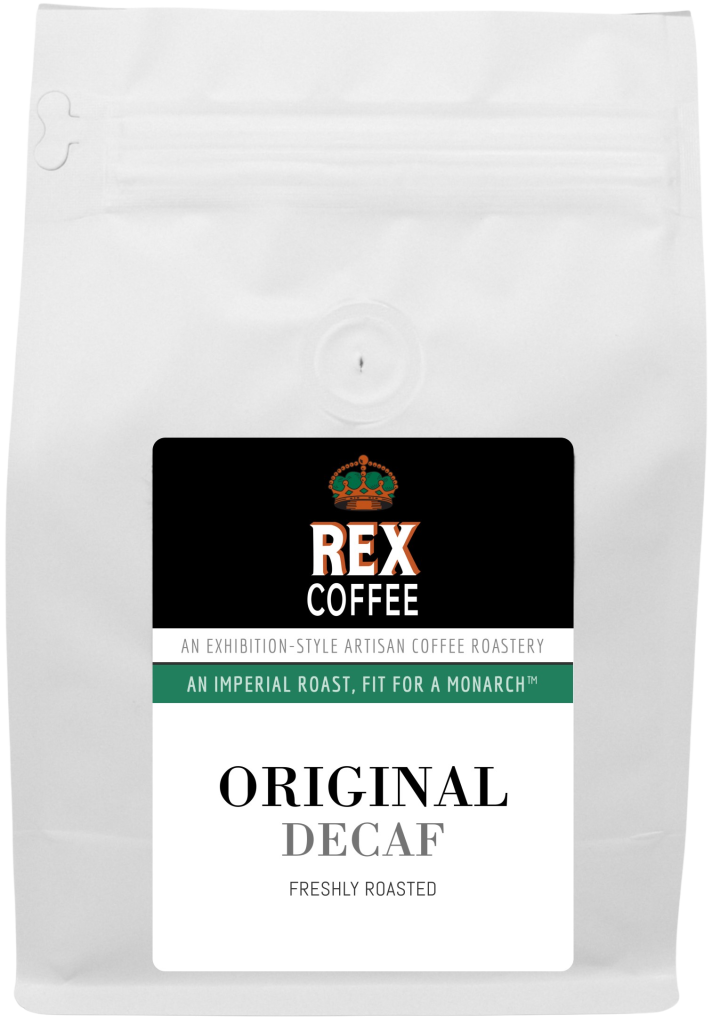 Rex Coffee Original Roast Decaf Whole Bean Swiss Water Natural Method