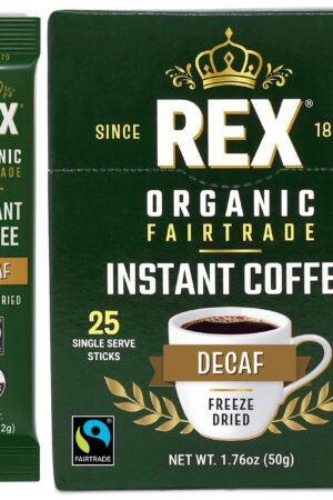 Rex Organic Fairtrade Freeze-Dried Instant Decaf Coffee Sticks