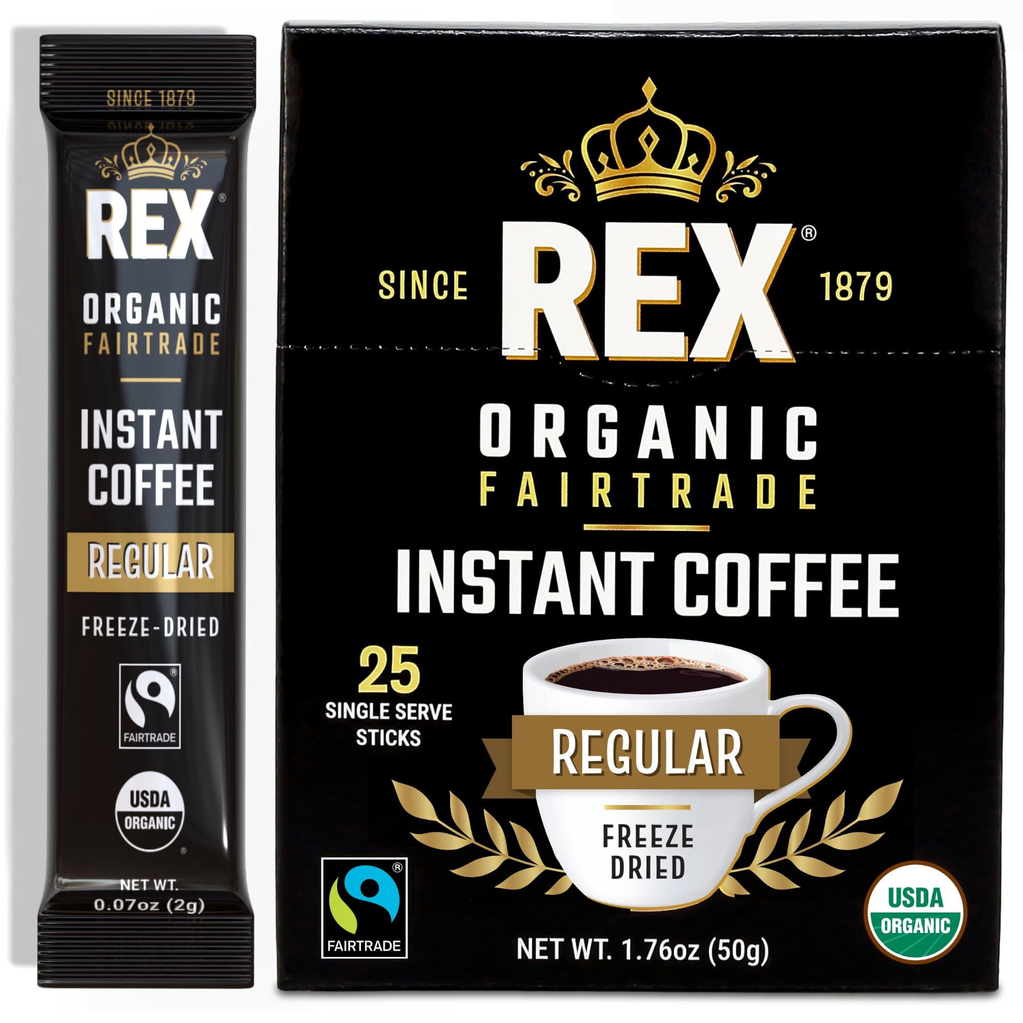 Rex Organic Fairtrade Freeze-Dried Instant Coffee Sticks