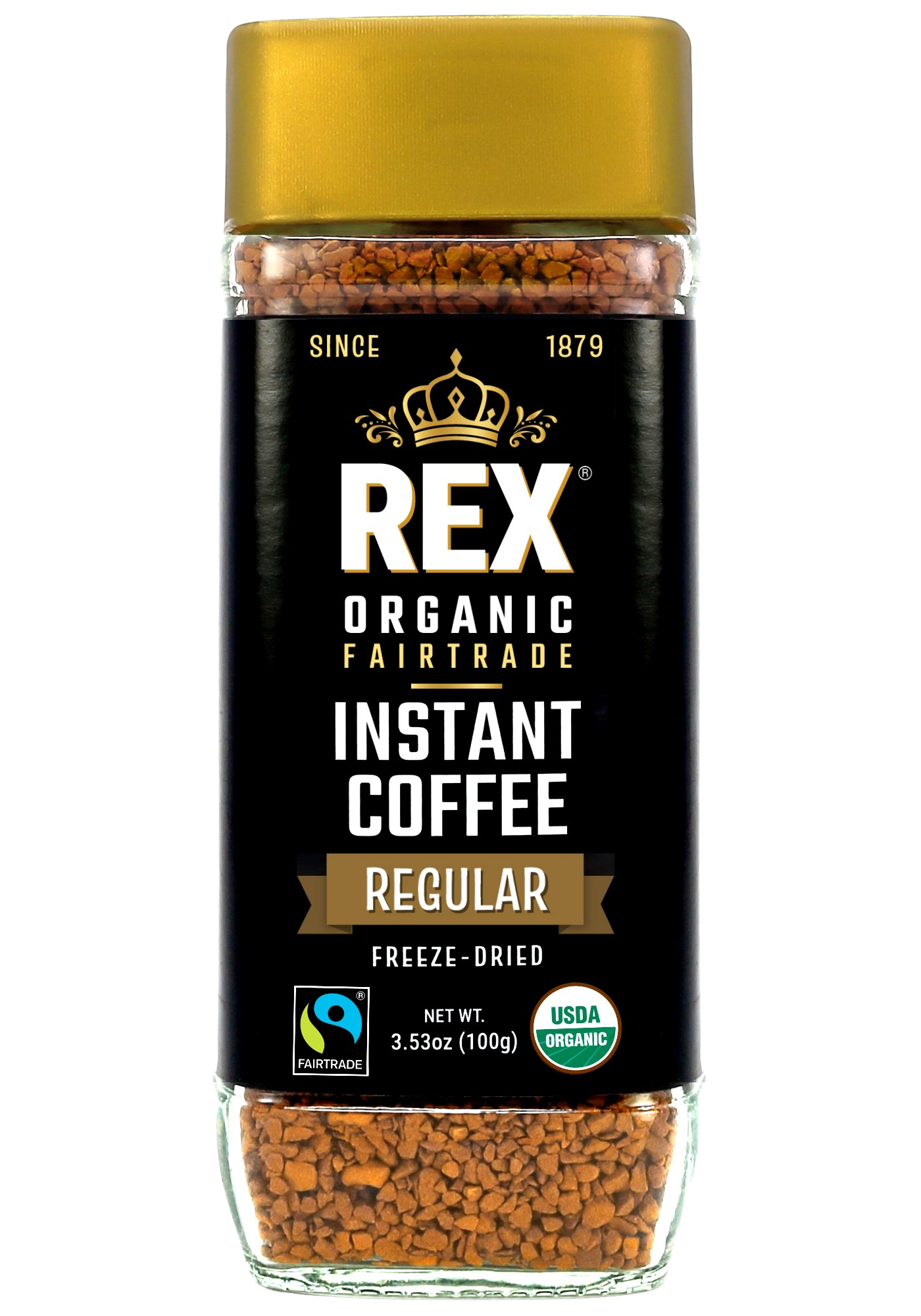 rex organic fair trade instant coffee regular freeze dried 3.52 oz
