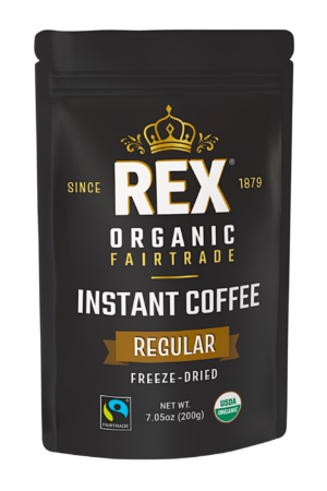 Rex organic fairtrade freeze-dried instant coffee resealable pouch 7.05 oz