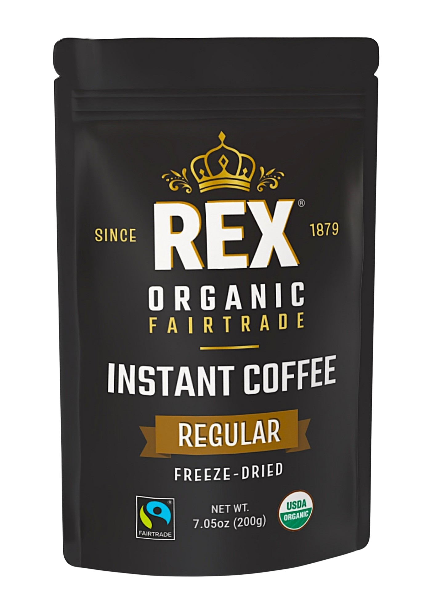 Rex organic fairtrade freeze-dried instant coffee resealable pouch 7.05 oz